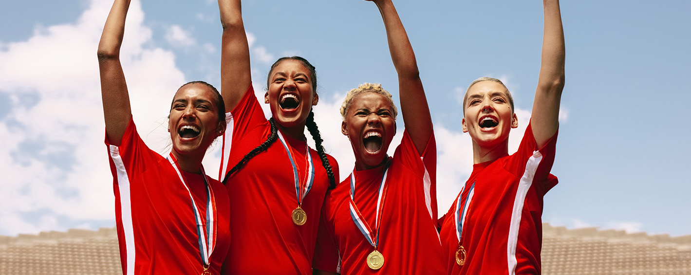 Girls celebrate winning