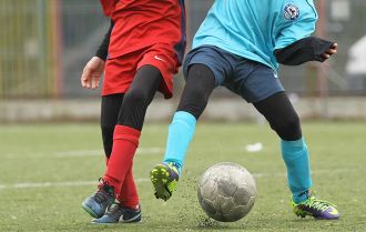 Players press to win the ball back