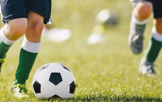 Players get the ball to the striker