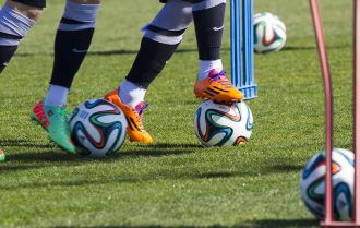 Players with ball in possession practice