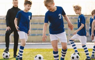 Cops and robbers with dribbling of the ball 